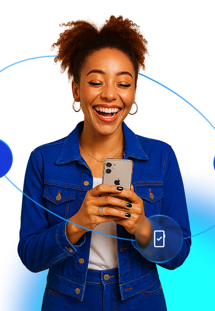 Cliente feliz com celular novo